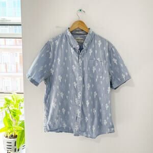 Heritage Men's Cactus Print Short Sleeve Button Up Top Size XL